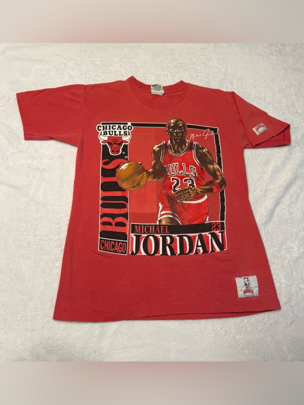 Vtg Michael Jordan Nutmeg Chicago Bulls Mens Med NBA Basketball stats T-Shirt